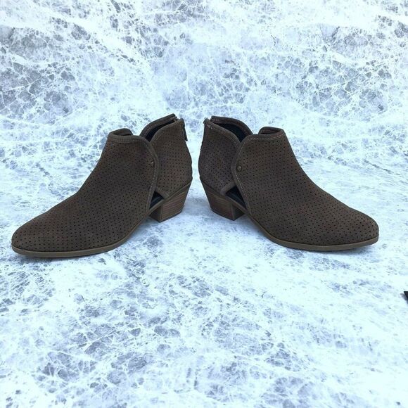 Adam Tucker Me Too Tate Brown Suede Leather Perforated Ankle Booties 7.5 M - Picture 4 of 10